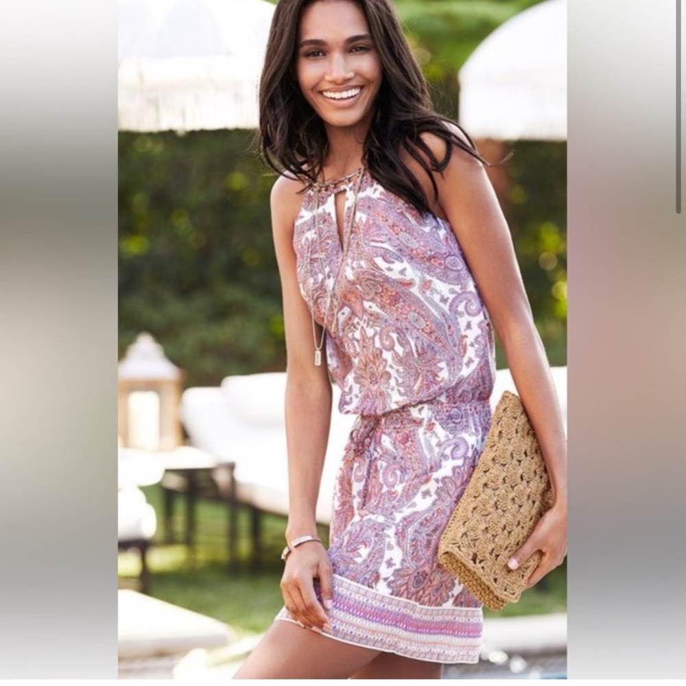 White House Black Market Paisley Dress with Beaded Straps